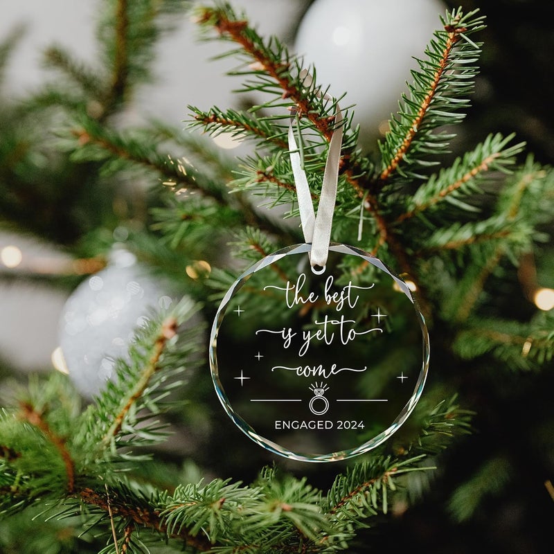 SUCHAGIFT Engagement Gifts for Couples - Gifts for Newly Engaged Couples - Happy Engagement Ornaments for Her, Bride, Bride to Be - Glass Ornament - Image 5